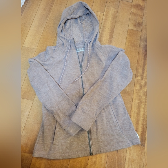 Avalanche Zip-Up Hoodie Jacket Small Heather Taupe Thumbhole Lightweight - Picture 2 of 4